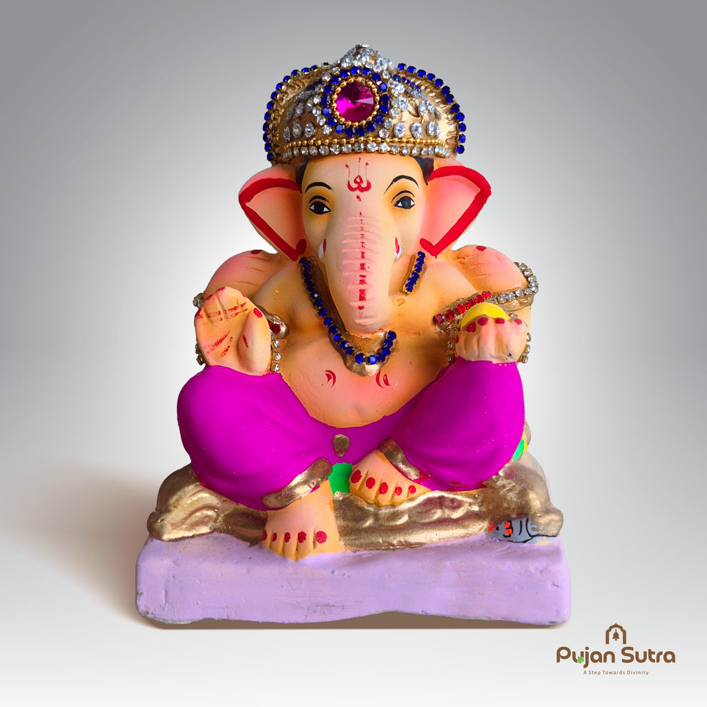 Eco-Friendly Clay Ganesh Idol | 6  Inch | Premium Handcrafted