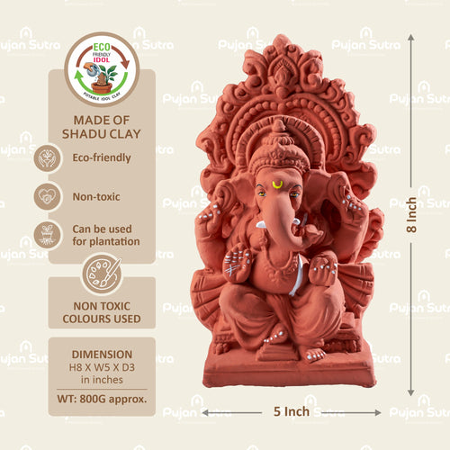 Eco-Friendly Clay Ganesh Idol | 8 Inch | Premium Handcrafted