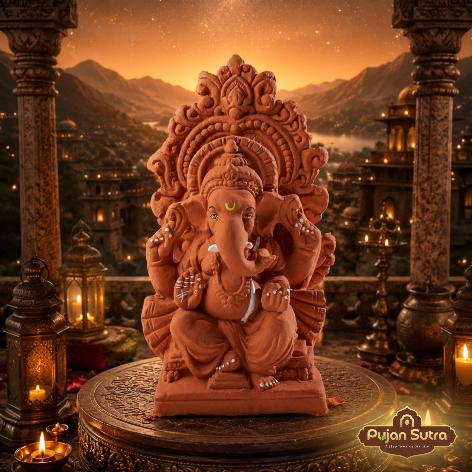 Eco-Friendly Clay Ganesh Idol | 8 Inch | Premium Handcrafted