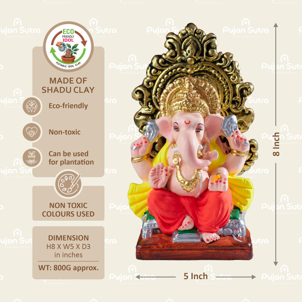 Eco-Friendly Clay Ganesh Idol | 8 Inch | Premium Handcrafted