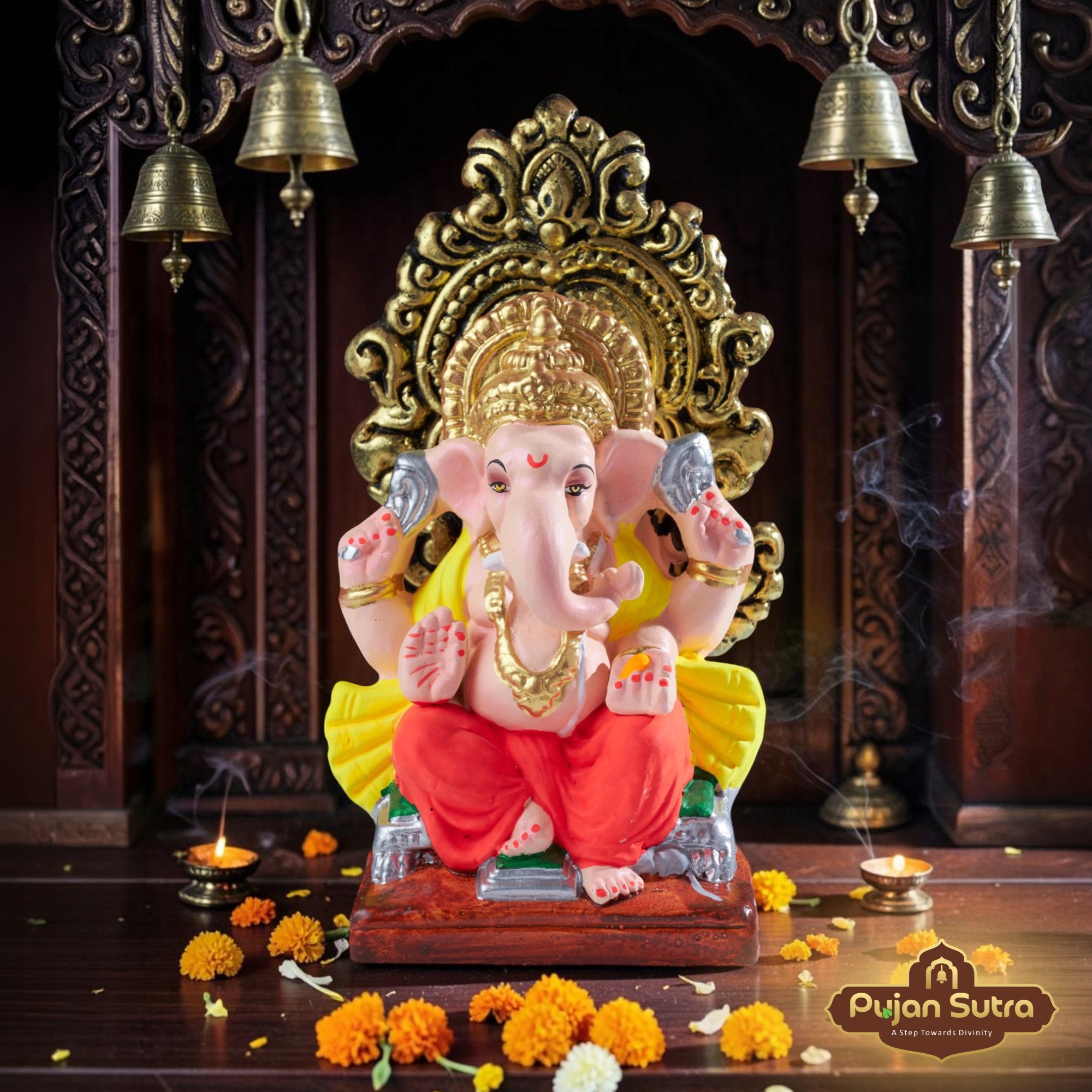 Eco-Friendly Clay Ganesh Idol | 8 Inch | Premium Handcrafted