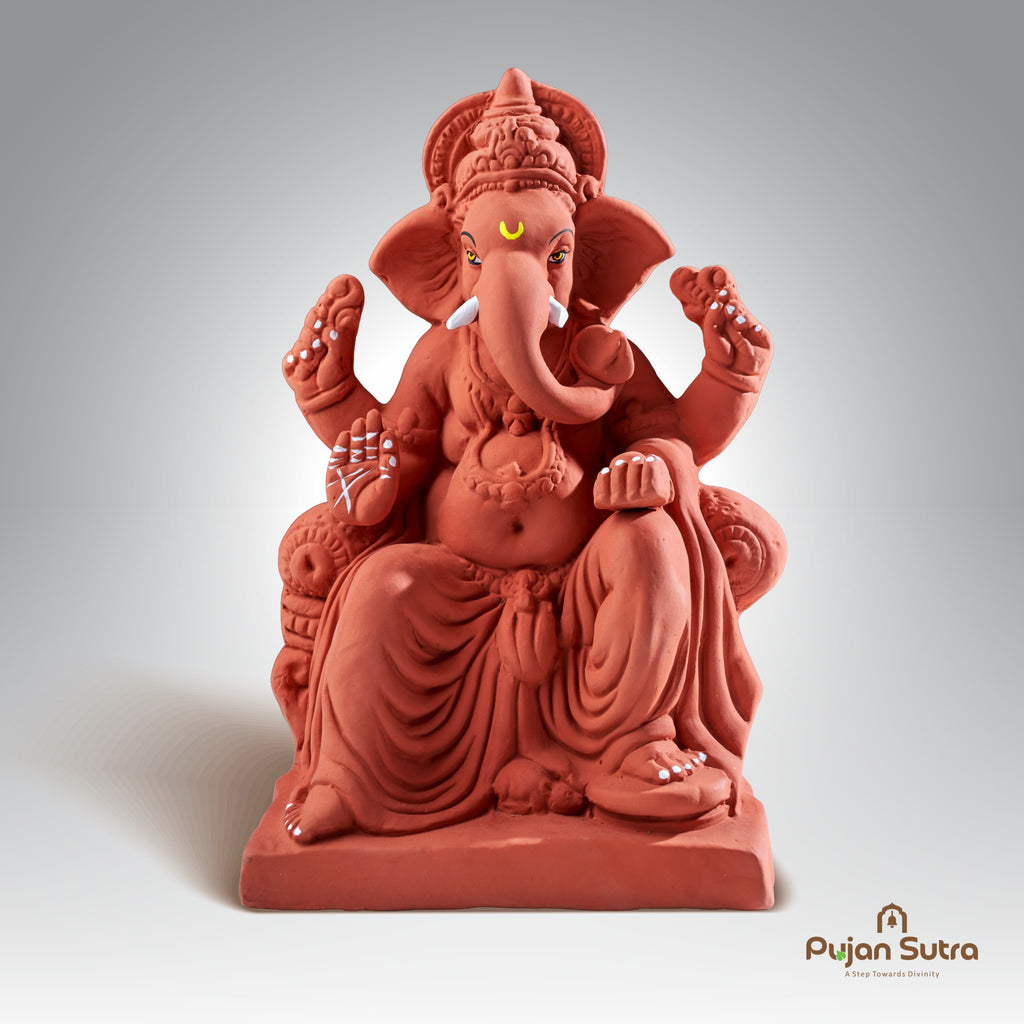 Eco-Friendly Clay Ganesh Idol | 7.75 Inch | Premium Handcrafted
