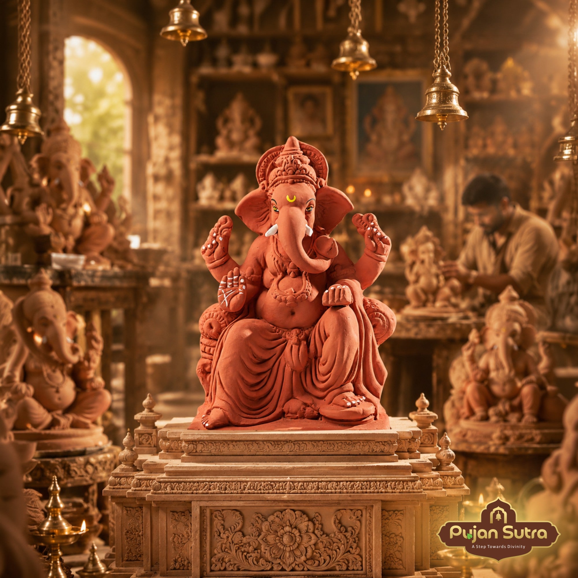 Eco-Friendly Clay Ganesh Idol | 7.75 Inch | Premium Handcrafted