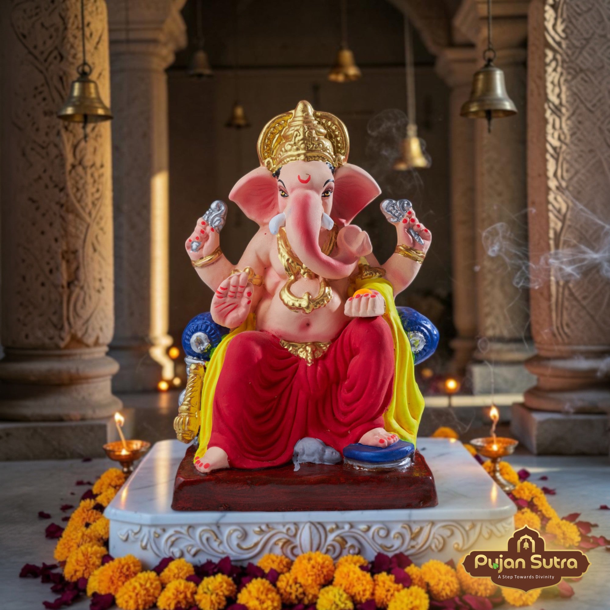 Eco-Friendly Clay Ganesh Idol | 7.75 Inch | Premium Handcrafted