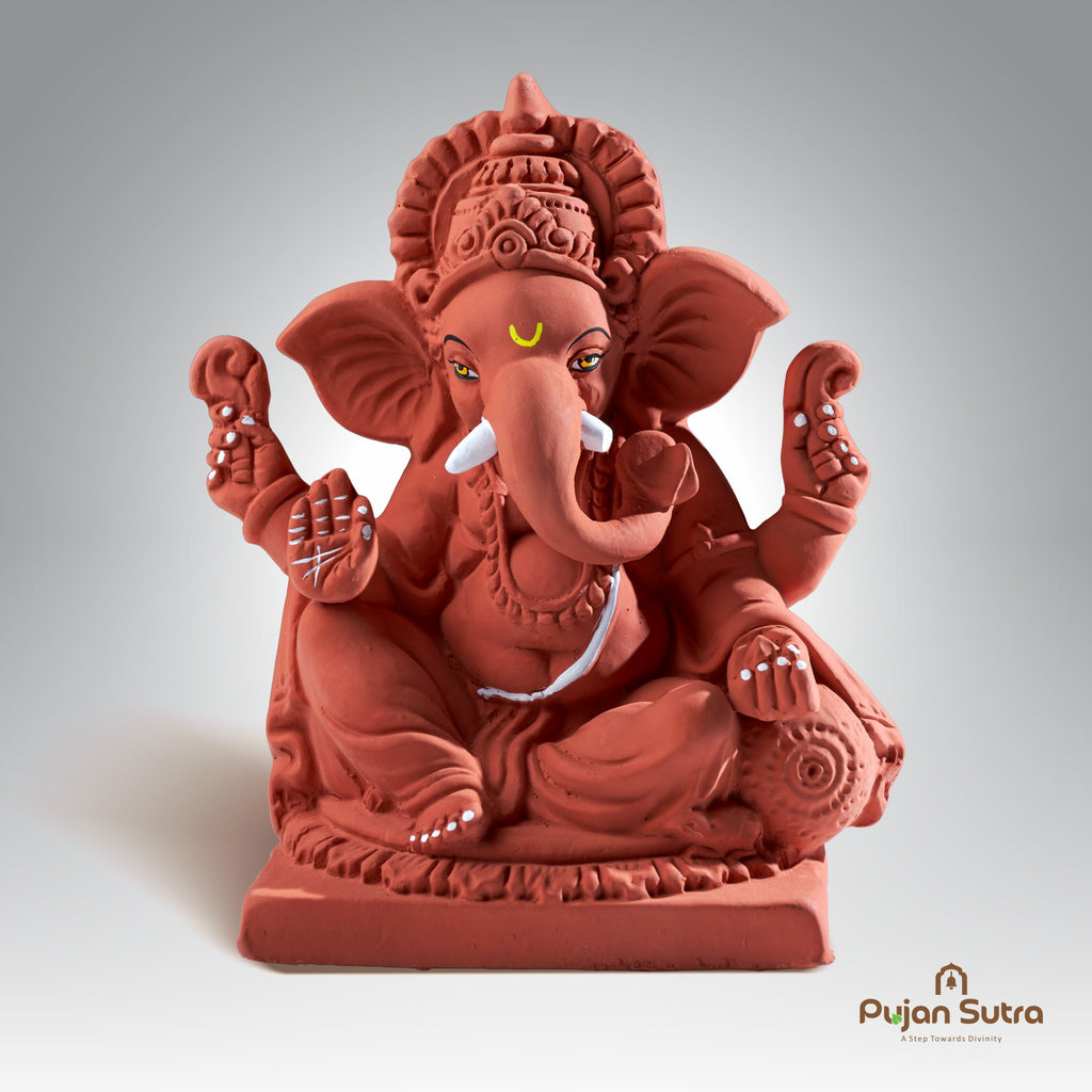 Eco-Friendly Clay Ganesh Idol | 6 Inch | Premium Handcrafted