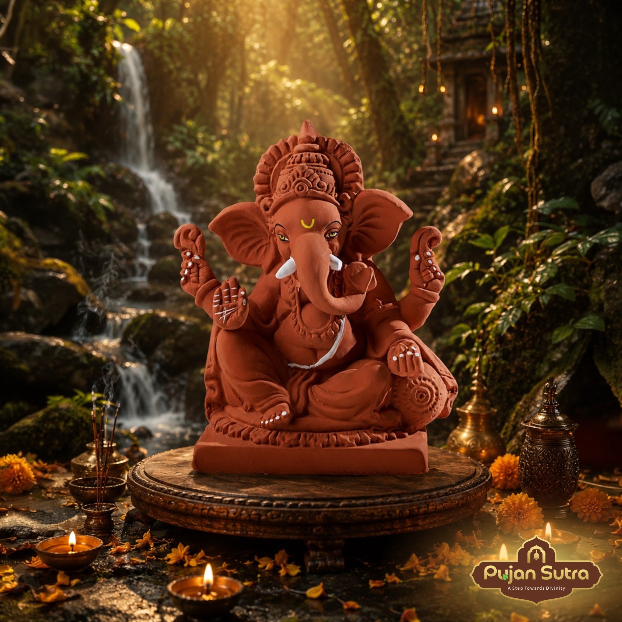 Eco-Friendly Clay Ganesh Idol | 6 Inch | Premium Handcrafted