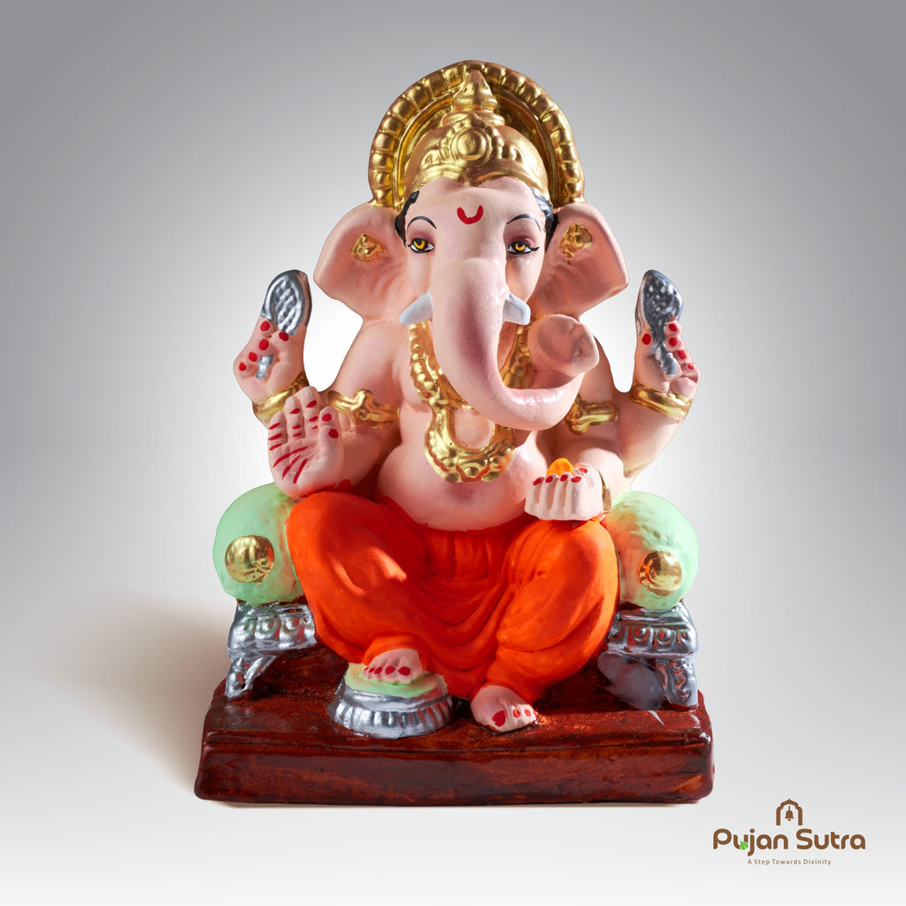 Eco-Friendly Clay Ganesh Idol | 6 Inch | Premium Handcrafted