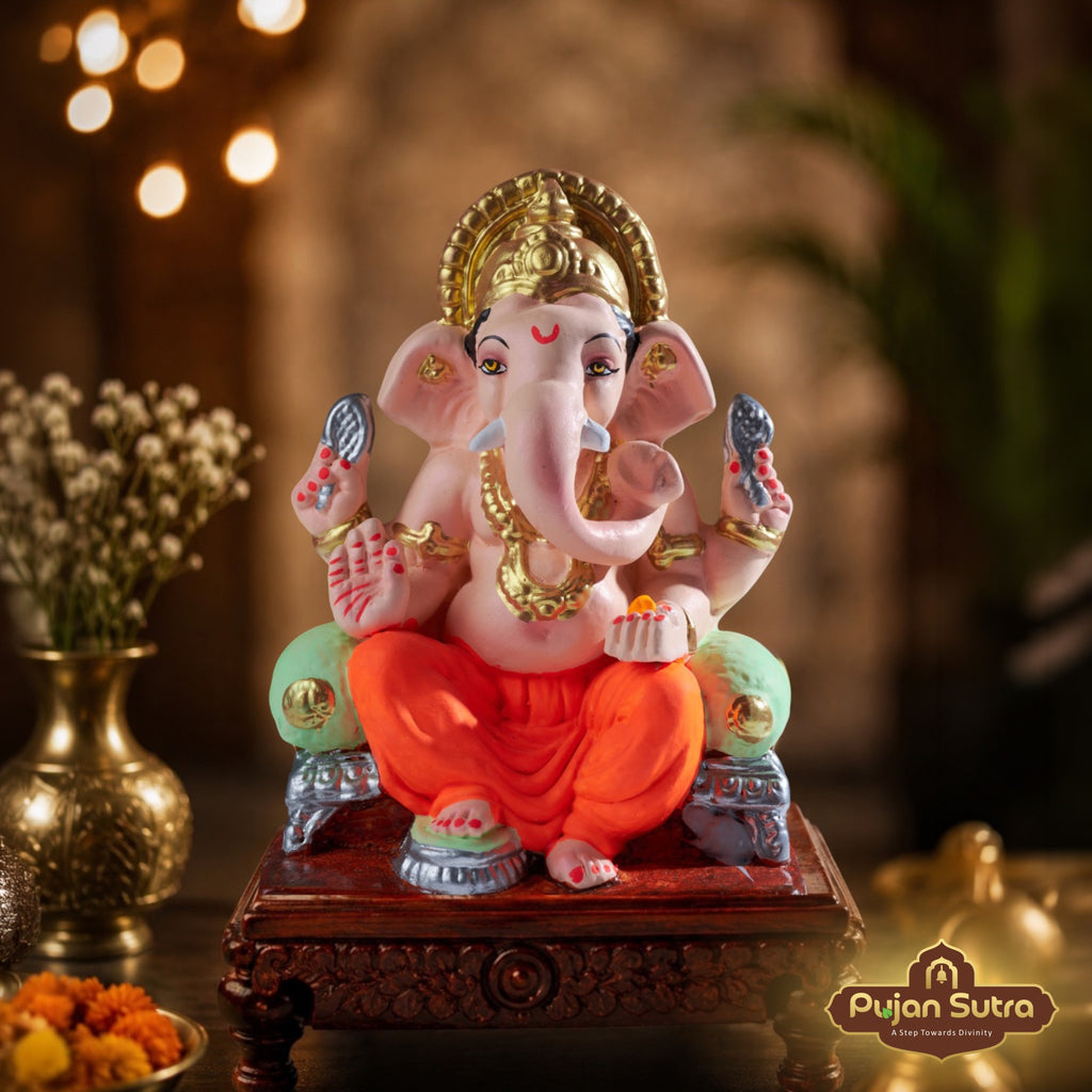 Eco-Friendly Clay Ganesh Idol | 6 Inch | Premium Handcrafted