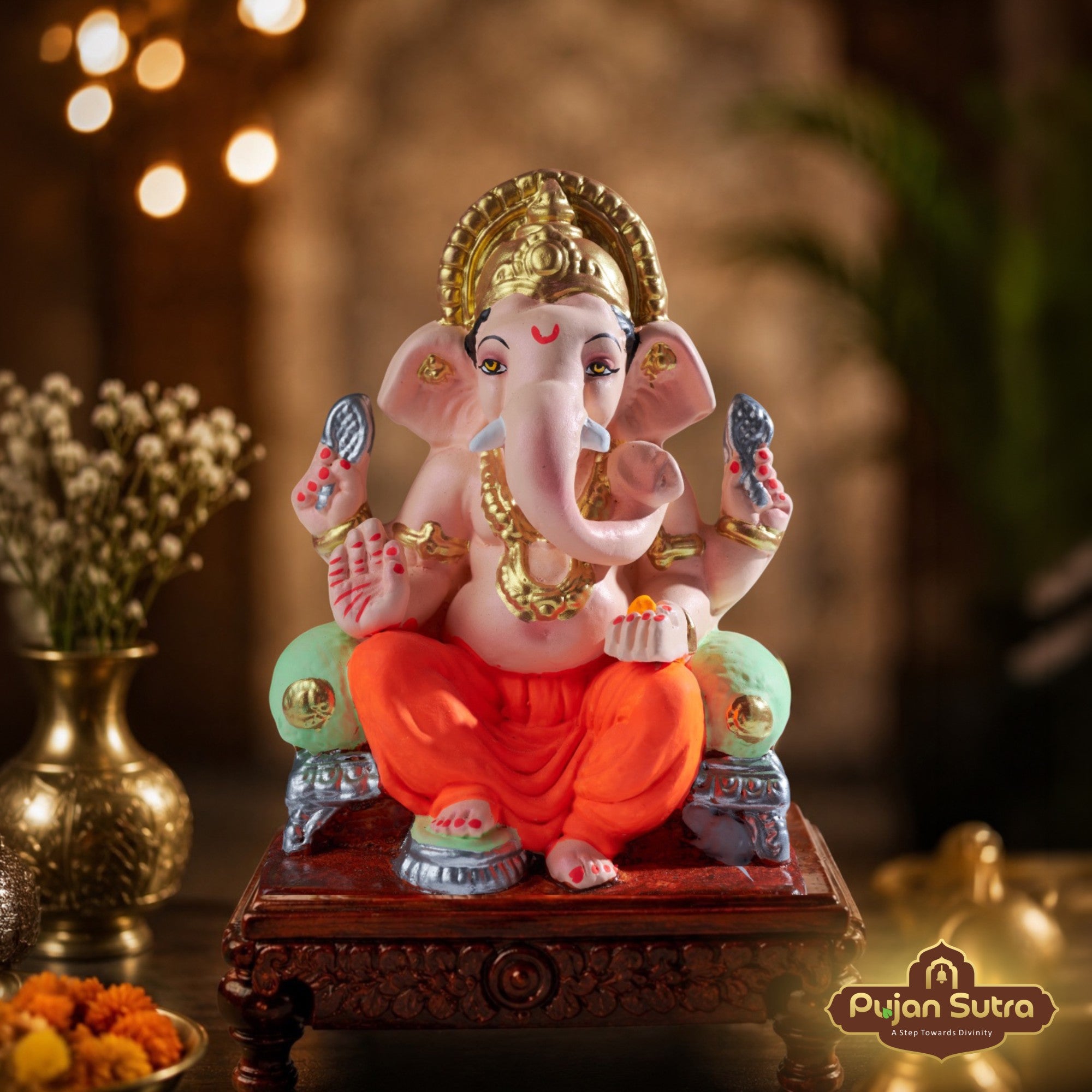 Eco-Friendly Clay Ganesh Idol | 6 Inch | Premium Handcrafted