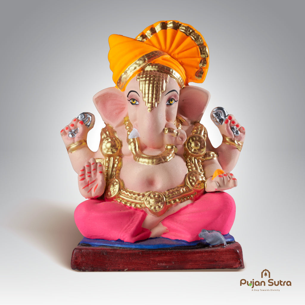 Eco-Friendly Clay Ganesh Idol | 5 Inch | Premium Handcrafted
