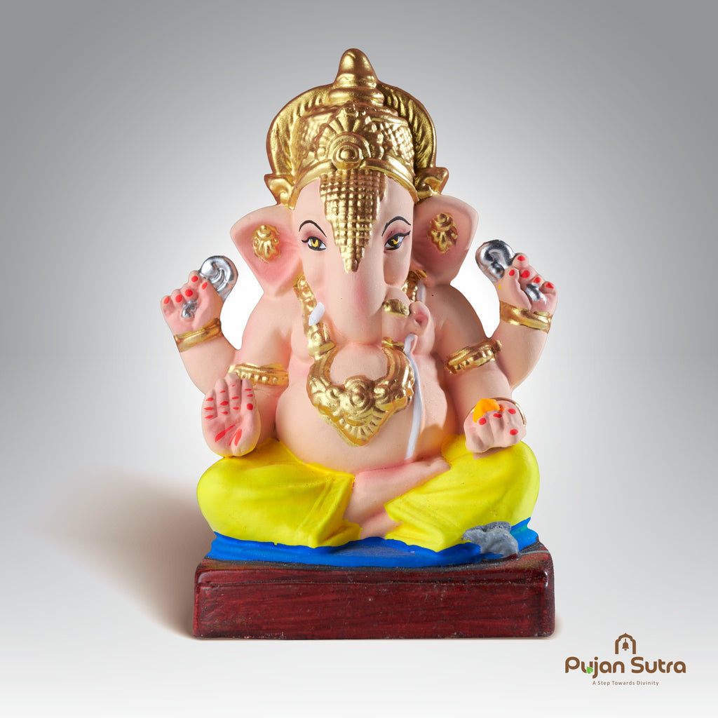 Eco-Friendly Clay Ganesh Idol | 5 Inch | Premium Handcrafted