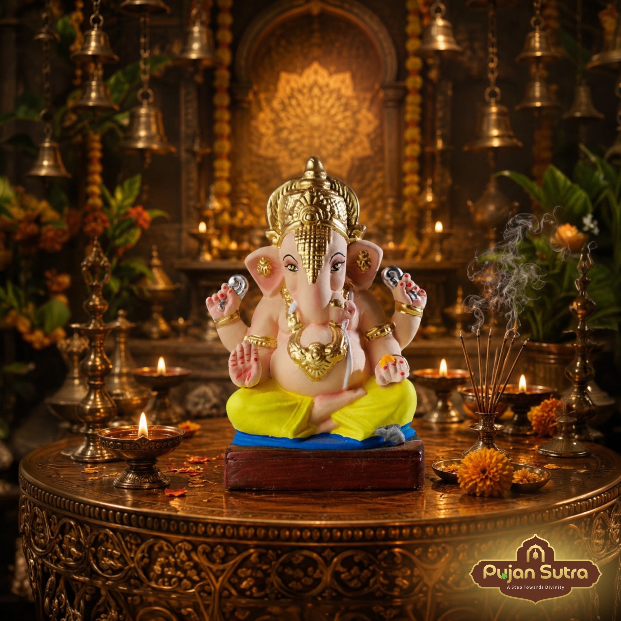 Eco-Friendly Clay Ganesh Idol | 5 Inch | Premium Handcrafted