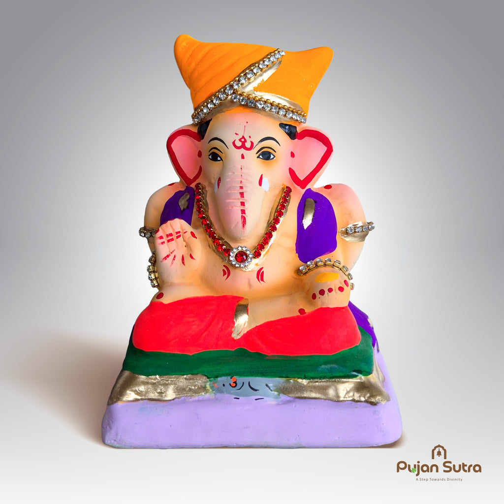 Eco-Friendly Clay Ganesh Idol | 6 Inch | Premium Handcrafted