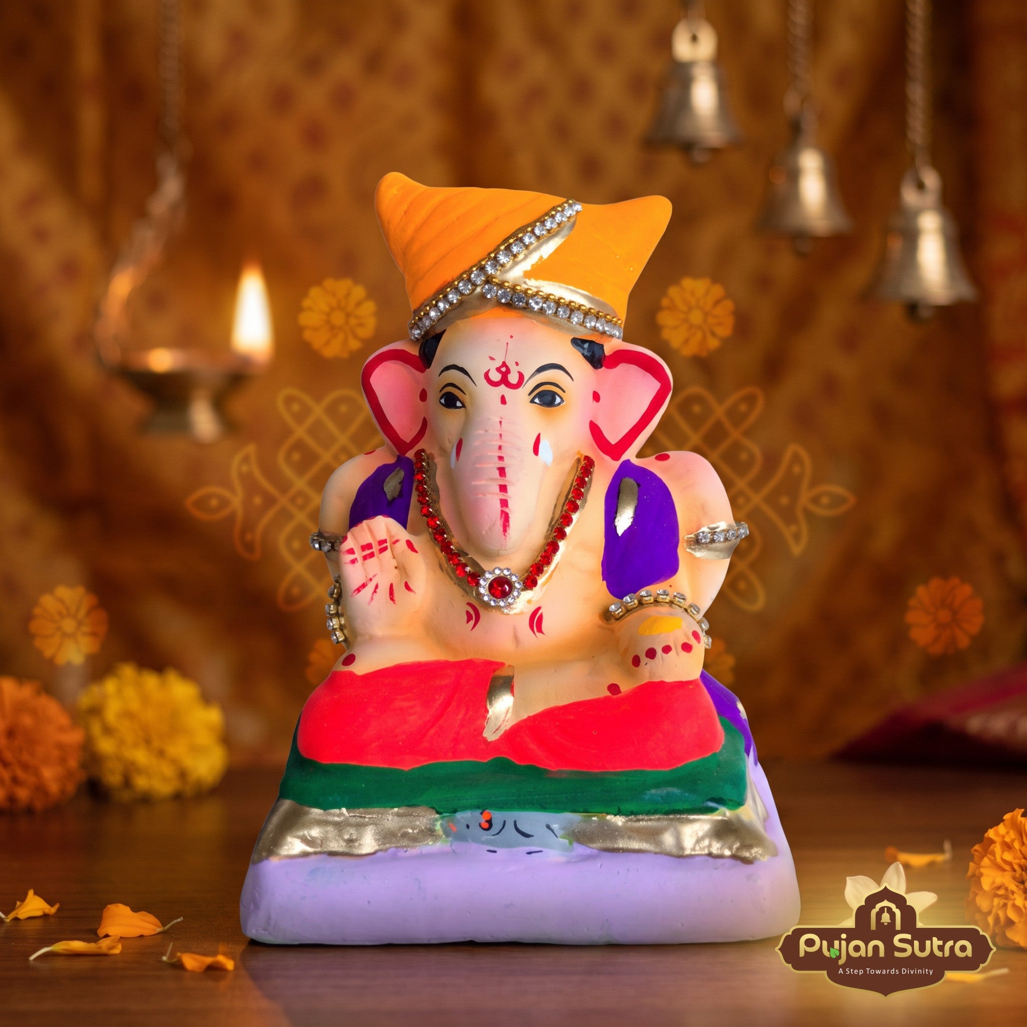 Eco-Friendly Clay Ganesh Idol | 6 Inch | Premium Handcrafted