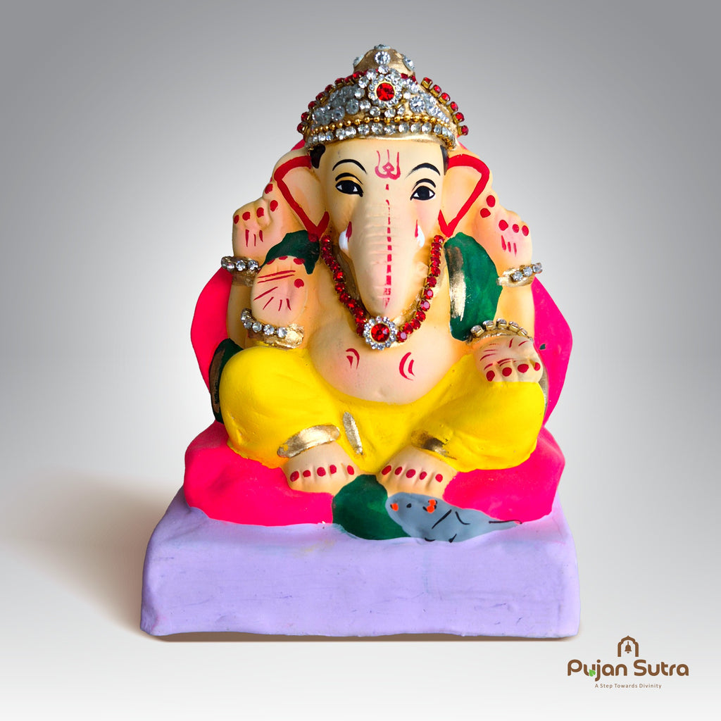 Eco-Friendly Clay Ganesh Idol | 6 Inch | Premium Handcrafted