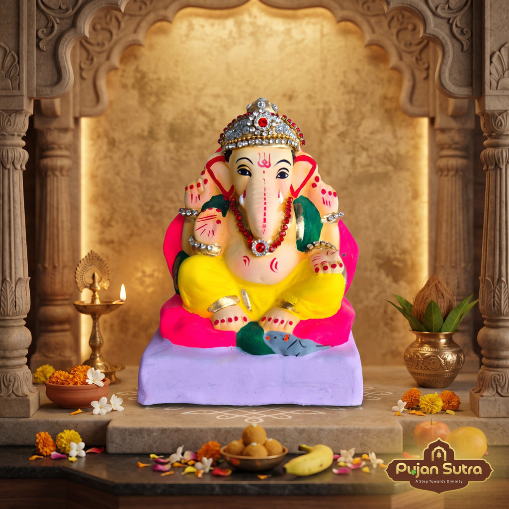 Eco-Friendly Clay Ganesh Idol | 6 Inch | Premium Handcrafted